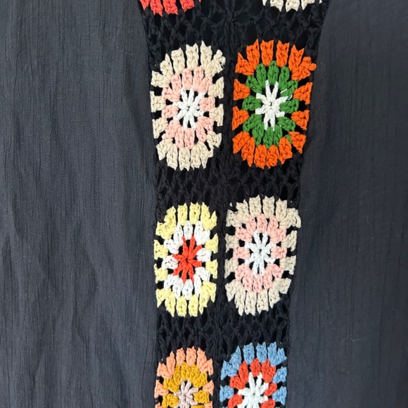 Bsubseach Floral Patchwork Deep V Neck Crochet Cover Up Short Sleeve Dress - Picture 13 of 16